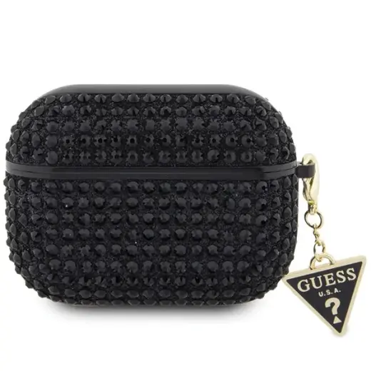 Guess GUAP2HDGTPK AirPods Pro 2 cover czarny|black Rhinestone Triangle Charm