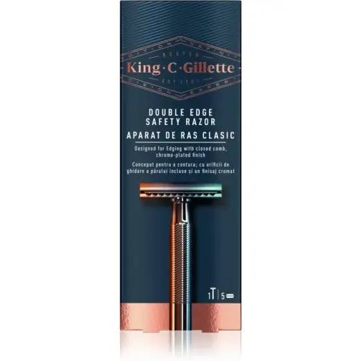 Gillette King Double Edge Safety Razor - Razor + 5 Replacement Blades