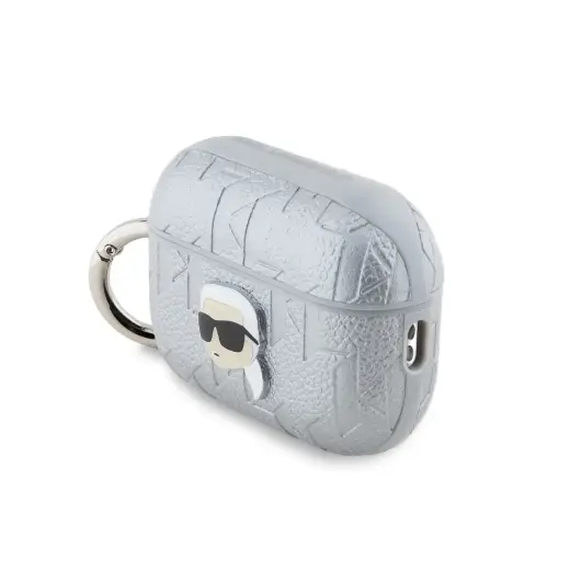 Karl Lagerfeld PU Embossed Karl Head Case for AirPods Pro 2 Silver