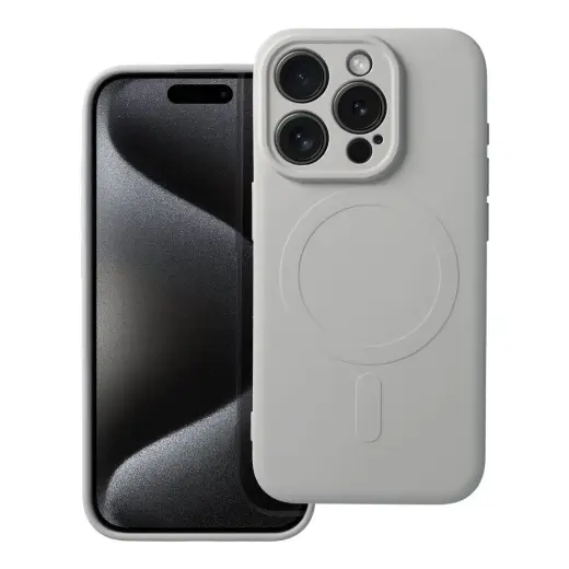 SILICONE MAG COVER maciņš ar MagSafe atbalstu telefonam iPhone 15 Pro pelēks