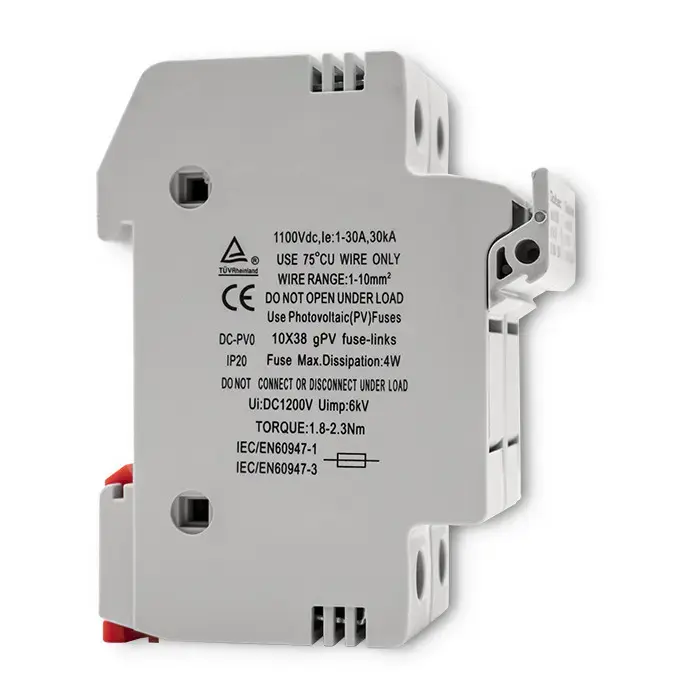 Qoltec Fuse base + DC fuse | 2P|1000V |20A |10x38 |solar