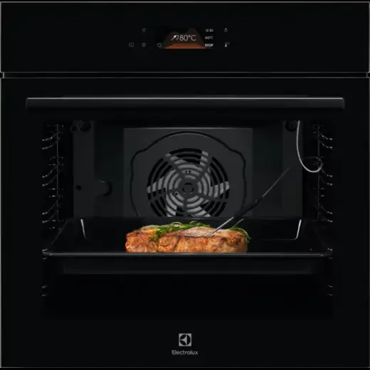 Electrolux cepeškrāsns ar riņķa sildelementu, iebūv., 72l, melna