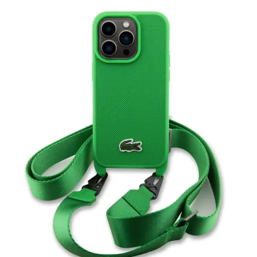 Lacoste Iconic Petit Pique Crossbody Woven Logo telefono dėklas iPhone 15 Pro žalias