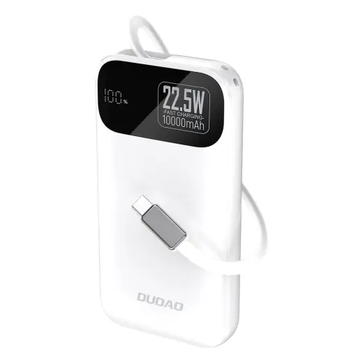 Dudao K31 išorinė baterija (powerbank) | 10 000 mAh | 22.5W | PD | USB-C, USB-A, Lightning | baltas