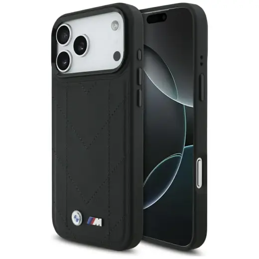 BMW M Quilted Logo telefoniümbris MagSafe toega, mudelile iPhone 17 Pro Max, must