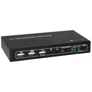 2-port HDMI|USB KVM switch 2x1 with audio