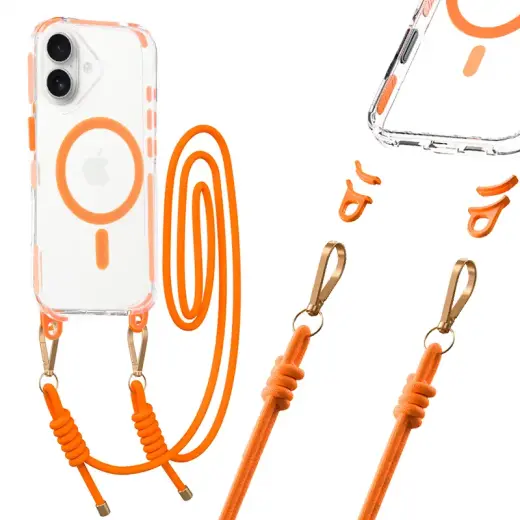 Tel Protect Strap Clear telefono dėklas iPhone 17 oranžinis