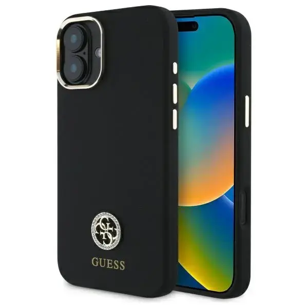 Guess GUHCP16SM4DGPK iPhone 16 6.1"       czarny|black hardcase Silicone Logo Strass 4G