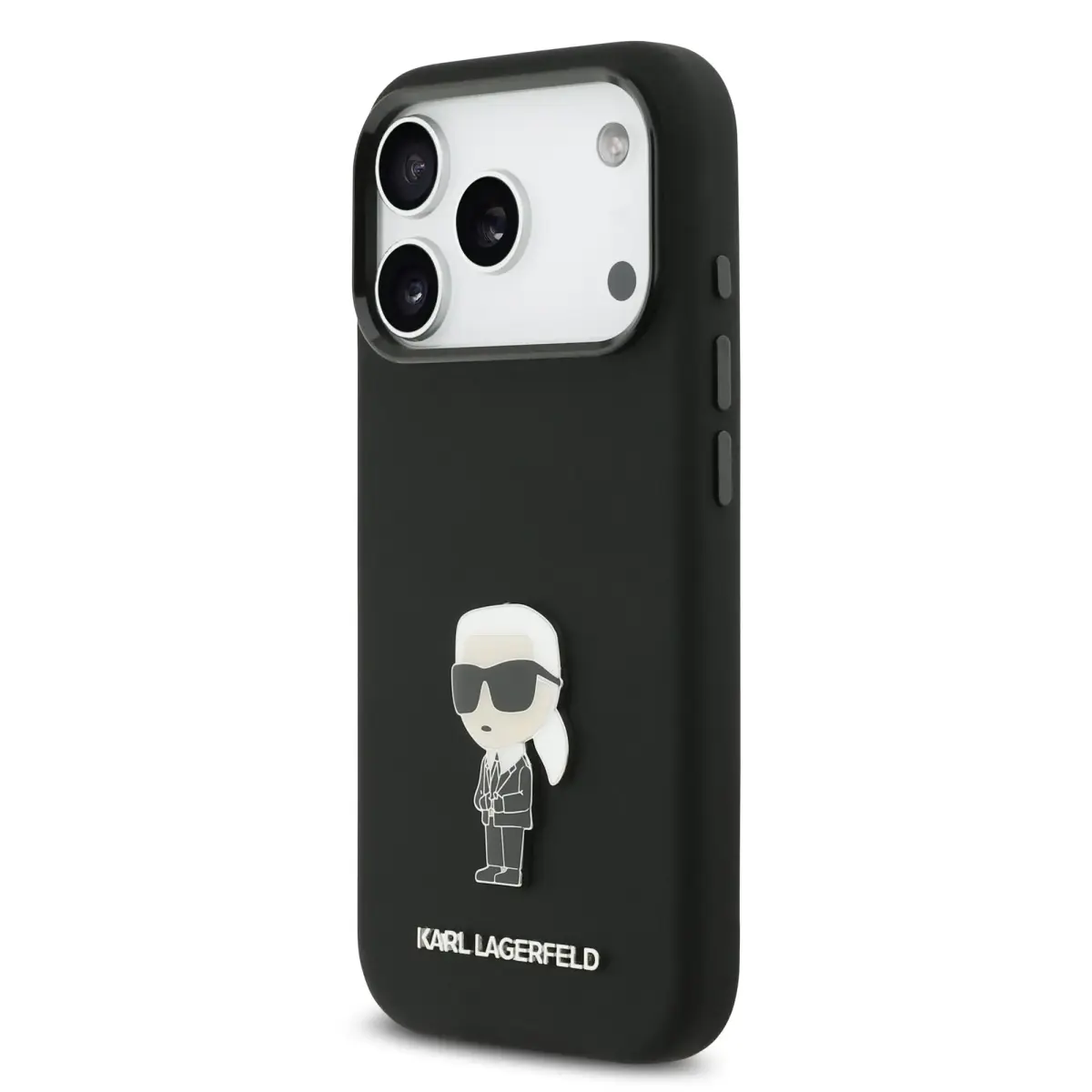 Karl Lagerfeld Liquid Silicone Metal Ikonik Case for iPhone 17 Pro Black