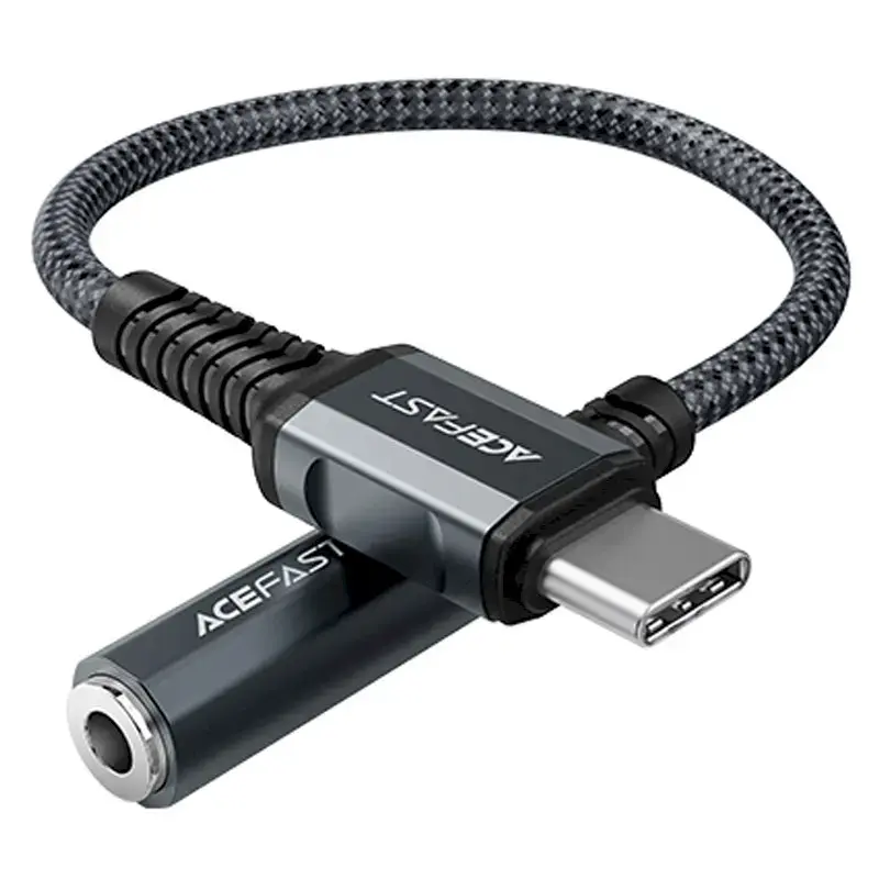 Acefast USB Type C audio cable - 3.5mm mini jack (female) 18cm, AUX gray (C1-07 deep space gray)