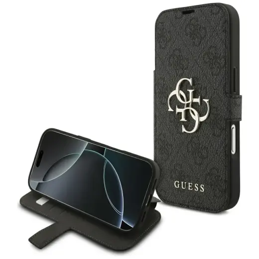Etui Guess Book 4G Metal Logo do iPhone   17 Pro czarny