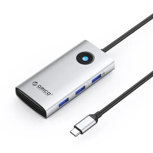 Orico PW11 6in1 USB-C Docking Station 3x USB-A 3.0 1x USB-C PD 100W 1x HDMI 4K 30Hz 1x RJ45 2.5G Ethernet - Silver
