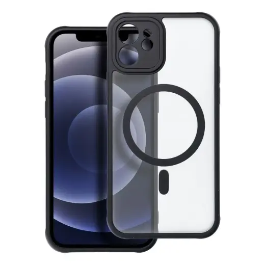 FULL MATTE MAG COVER telefono dėklas su MagSafe palaikymu iPhone 12 juodas