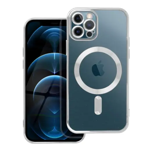 Electro Mag telefono dėklas su MagSafe palaikymu iPhone 12 Pro sidabrinis