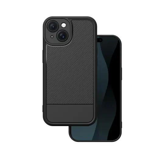 Simple Carbon phone case for iPhone 15 black