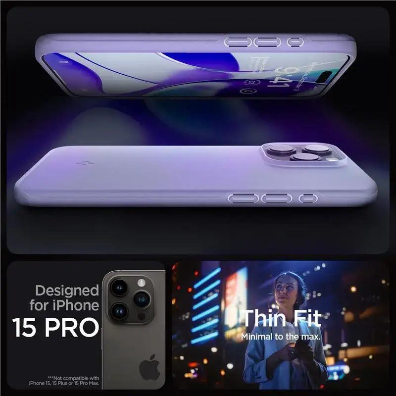 Spigen Thin Fit iPhone 15 Pro Case - Purple