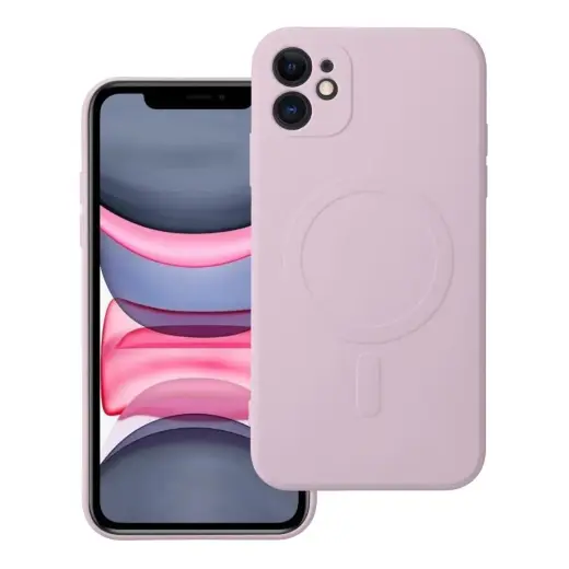 Silicone Mag Cover telefono dėklas su MagSafe palaikymu iPhone 11 rožinis