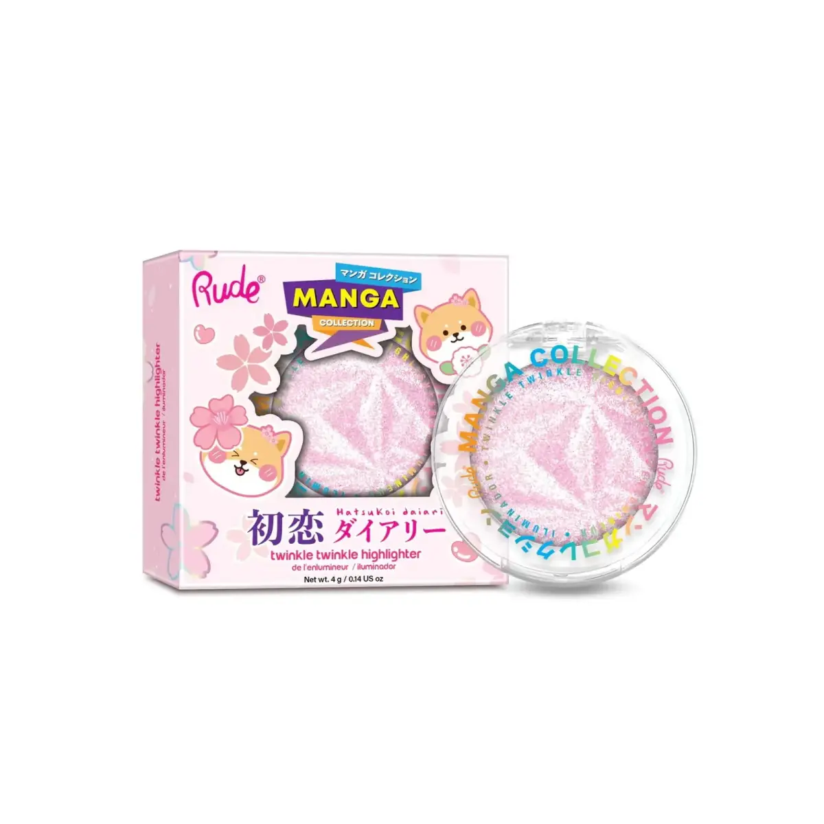 Rude Cosmetics, Twinkle Twinkle, Illuminating, Highlighter Palette, Sawa-Chan's Heart, 4 g