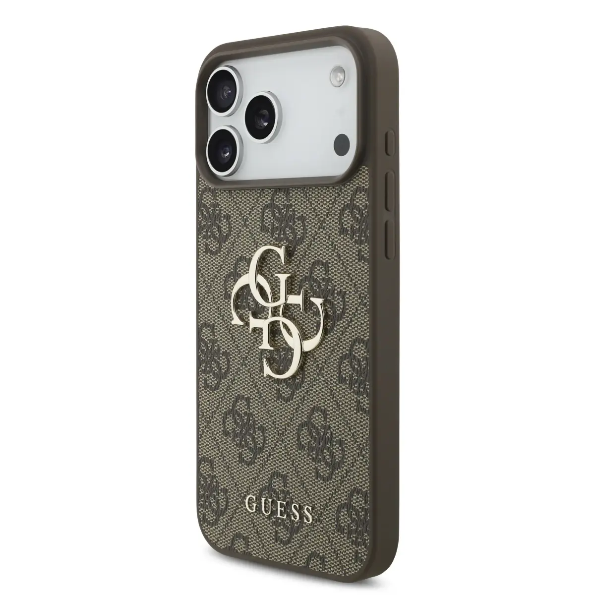 Guess PU 4G Metal Logo phone case for iPhone 18 Pro brown