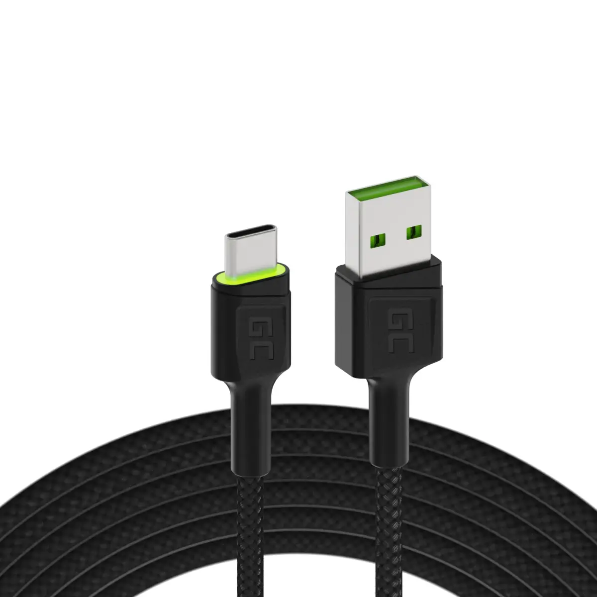 Green Cell GC Ray data transfer and charging cable | USB-A to USB-C | QC 3.0, GC Ultra Charge, Samsung AFC | 2m | black