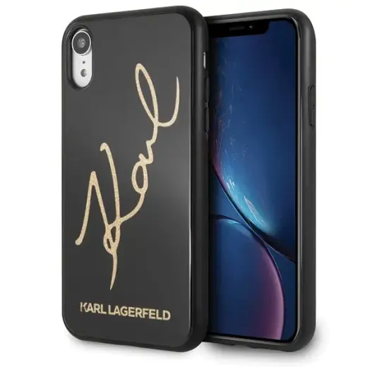 Karl Lagerfeld KLHCI61DLKSBK iPhone Xr czarny|black hard case Signature Glitter
