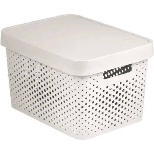 Kaste caurumota ar vāku Infinity Recycled 17L 36x27x22cm balta