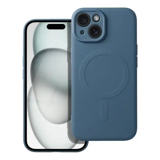Silicone Mag Cover telefono dėklas su MagSafe palaikymu iPhone 15 mėlynas