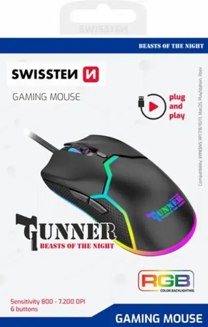 Swissten Gunner Spēļu Pele59107220