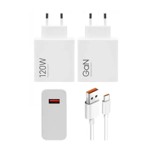 Xiaomi MDY-14-EE USB-A 120W GaN Charger + Data Cable USB-C 6A White (Bulk)