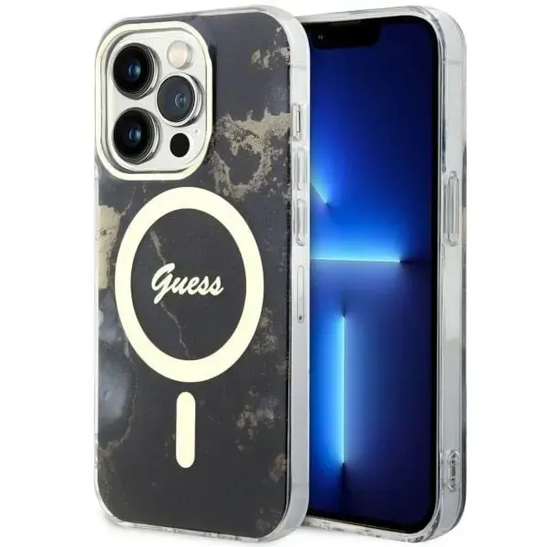 Guess GUHMP14XHTMRSK iPhone 14 Pro Max 6.7" black|black hardcase Golden Marble MagSafe
