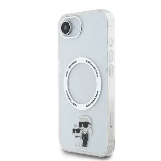 Karl Lagerfeld IML Karl и Choupette чехол для телефона для iPhone 16e прозрачный с MagSafe