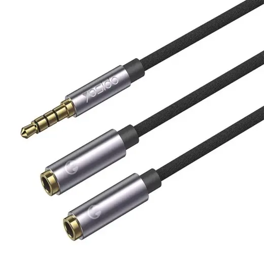 YESIDO AUDIO CABLE YAU27 3,5mm AUX MALE/2x3,5mm AUX FEMALE 30CM BLACK