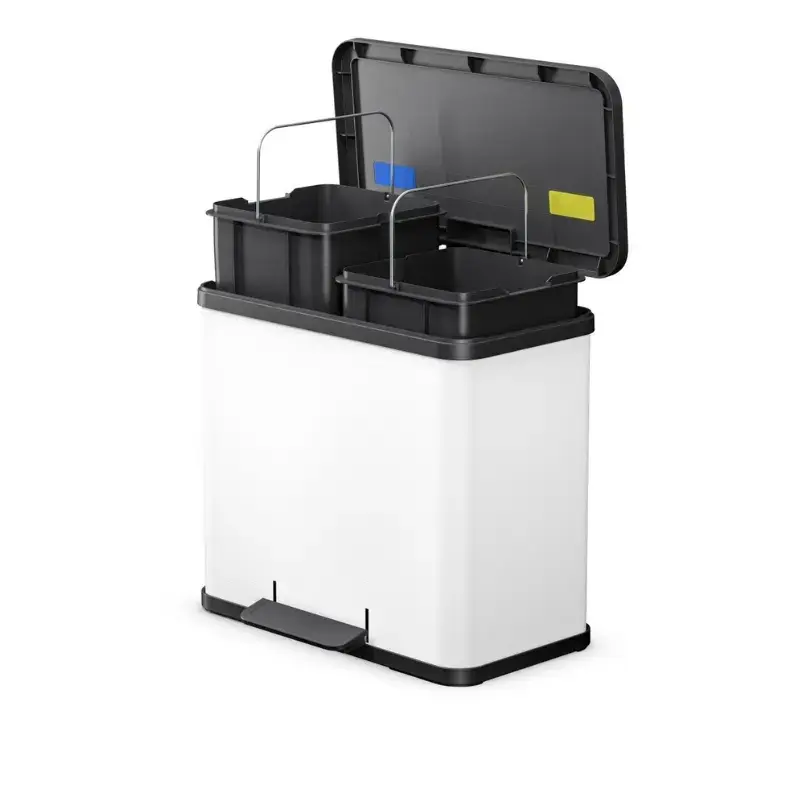 Waste sorting bin with pedal Eco duo LL / 2x14L / white