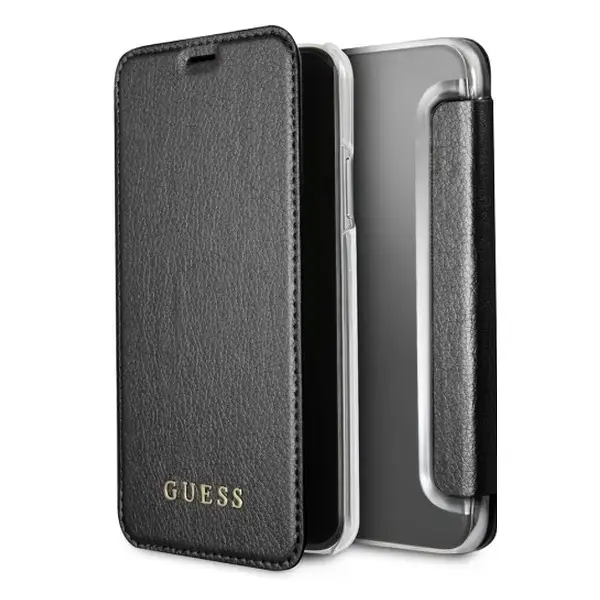 Guess GUFLBKPXIGLTBK iPhone X black |czarny book Iridescent