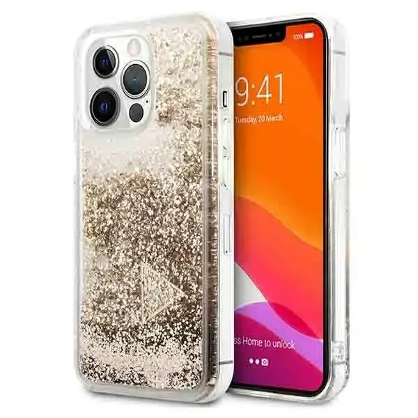 Guess GUOHCP14LGLHFLGO iPhone 14 Pro 6,1" złoty|gold hardcase Glitter Charms