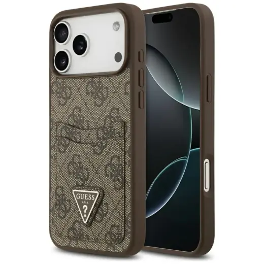 Case Guess 4G Double Card Triangle for iPhone 17 Pro Max brown