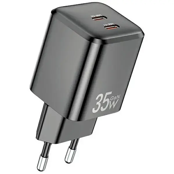 AWEI PD65-EU tīkla lādētājs | 35W | PD, GaN | USB-C | melns