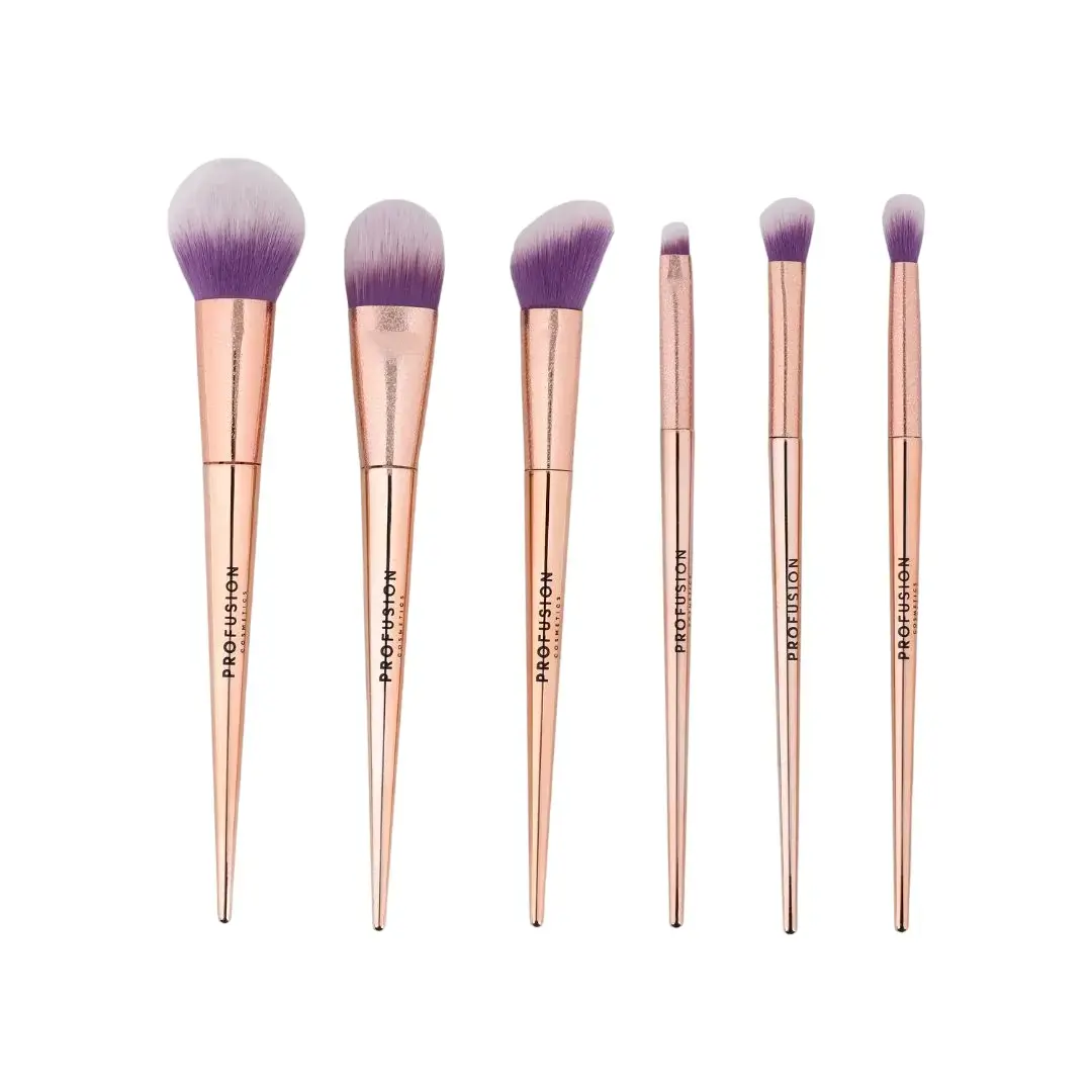 Set Profusion Cosmetics: Brush, Powder Brush + Brush, Foundation Brush + Brush, Multi Face Brush + Brush, Eyebrow Brush + Brush, Shader Brush, Multi Face Brush + Brush, Blending Brush, Multi Face Brush + Brush, Makeup Sponge + Brush, Makeup Sponge, *Miniature
