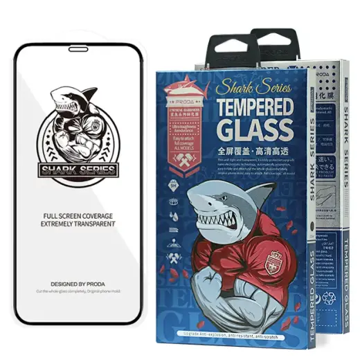 Proda Shark Full Glue glass aizsargstikls pilnam ekrānam Apple iPhone 12 Pro Max melns