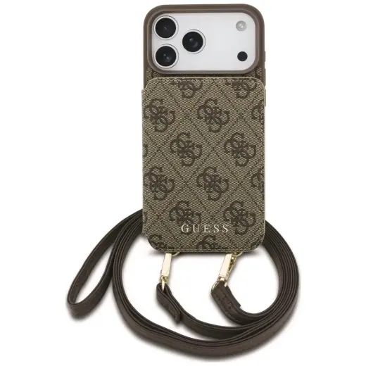 Case Guess 4G Cardslots & Magnetic  Closure Crossbody for iPhone 18 Pro Max / 17 Pro Max brown