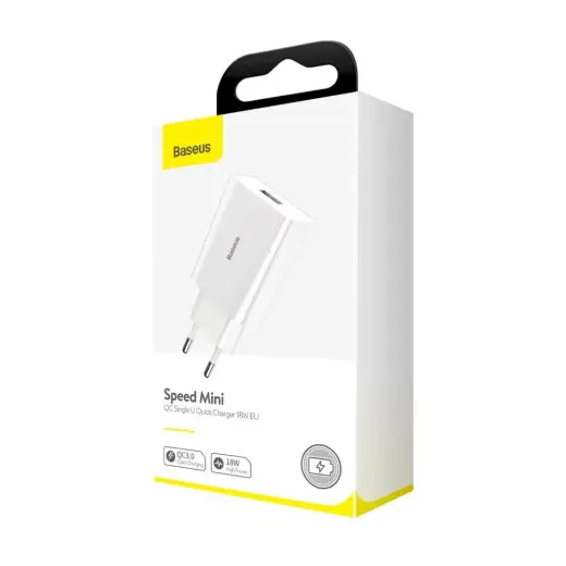 Baseus Speed Mini CCFS-W02 Travel Charger USB | 18W | 3A | Quick Charge 3.0 | White