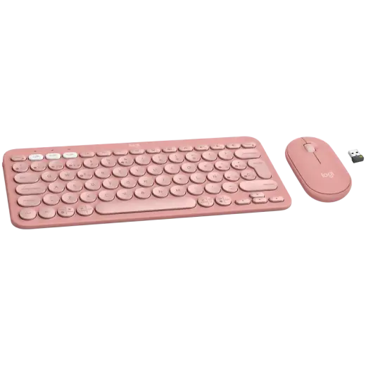 LOGITECH Pebble 2 Bluetooth Keyboard Combo - TONAL ROSE - UK