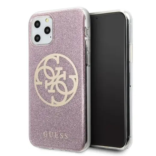 Guess GUHCN65PCUGLPI iPhone 11 Pro Max różowy|pink hard case 4G Circle Glitter