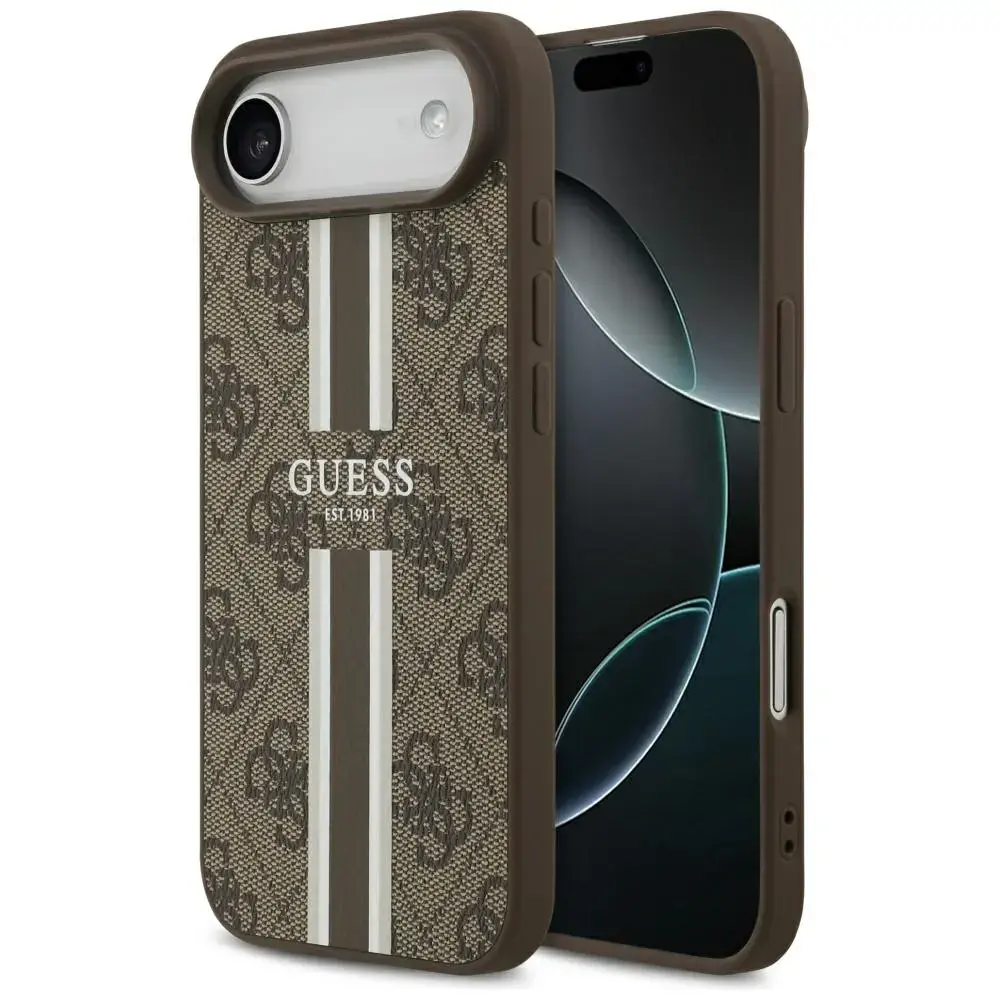 Case Guess 4G Printed Stripes MagSafe for iPhone 17 Air brown