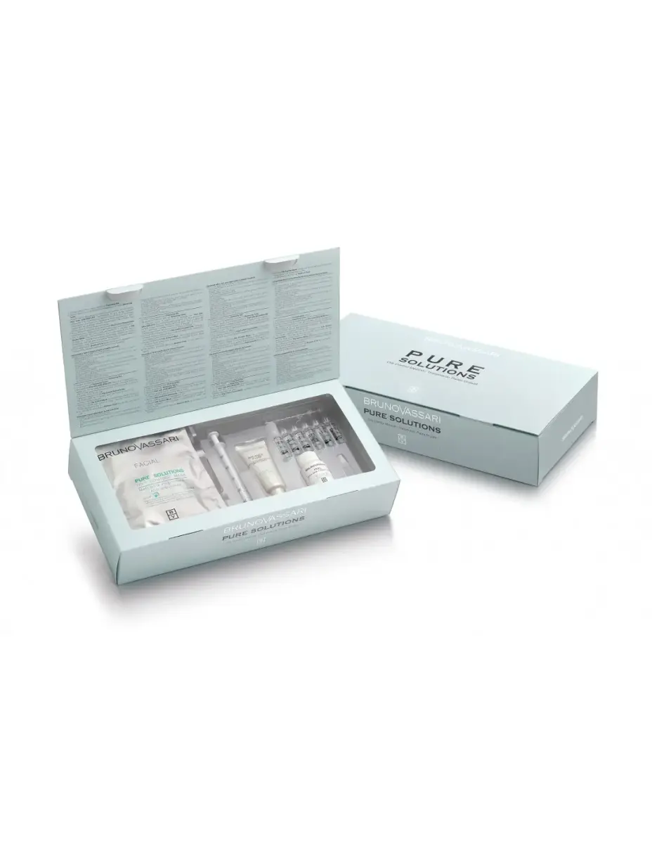Pure Solutions Set Bruno Vassari: Balance Fluid, Vitamin A, Hydrating, Emulsion, For Face, 20 ml + Pure Solutions, Eliminates Impurities, Cream Mask, For Face, 30 g + Bruno Vassari, Purifying, Lotion-Serum, For Face, 3 ml + Bruno Vassari, Purifying, Lotion-Serum, For Face, 3 ml + Bruno Vassari, Purifying, Lotion-Serum, For Face, 3 ml + Bruno Vassari, Purifying, Lotion-Serum, For Face, 3 ml + Bruno Vassari, Purifying, Lotion-Serum, For Face, 3 ml + Bruno Vassari, Purifying, Lotion-Serum...