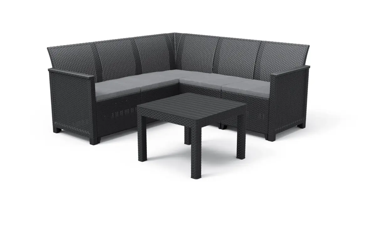 Garden furniture set Elodie 5 Seater Corner with table Classic grey
