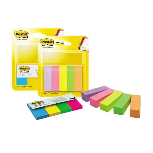 Pašlīpošie indeksi Post-it 15x50 mm, 5 krāsas, papīra