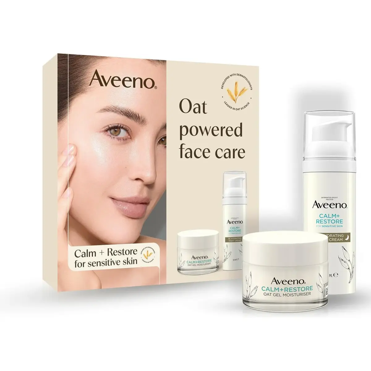 Aveeno, Set Regalo Bellezza, Calm+Restore!" Skincare Geschenkset Für Trockene Und Empfindliche Haut (Set per La Cura Del Viso)