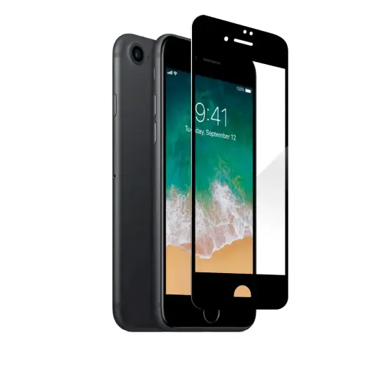Fusion Full Glue 5D Tempered Glass Aizsargstikls Pilnam Ekrānam Apple iPhone 7|8 | SE 2020 | 2022 Melns