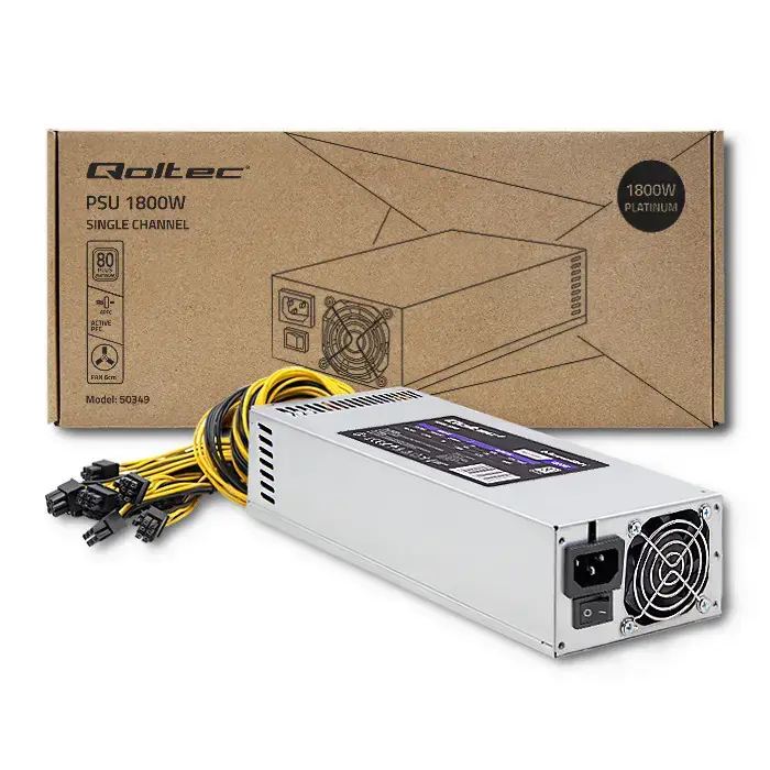 Qoltec  PCI-E 1800W power supply | 80 Plus Platinum | Data mining